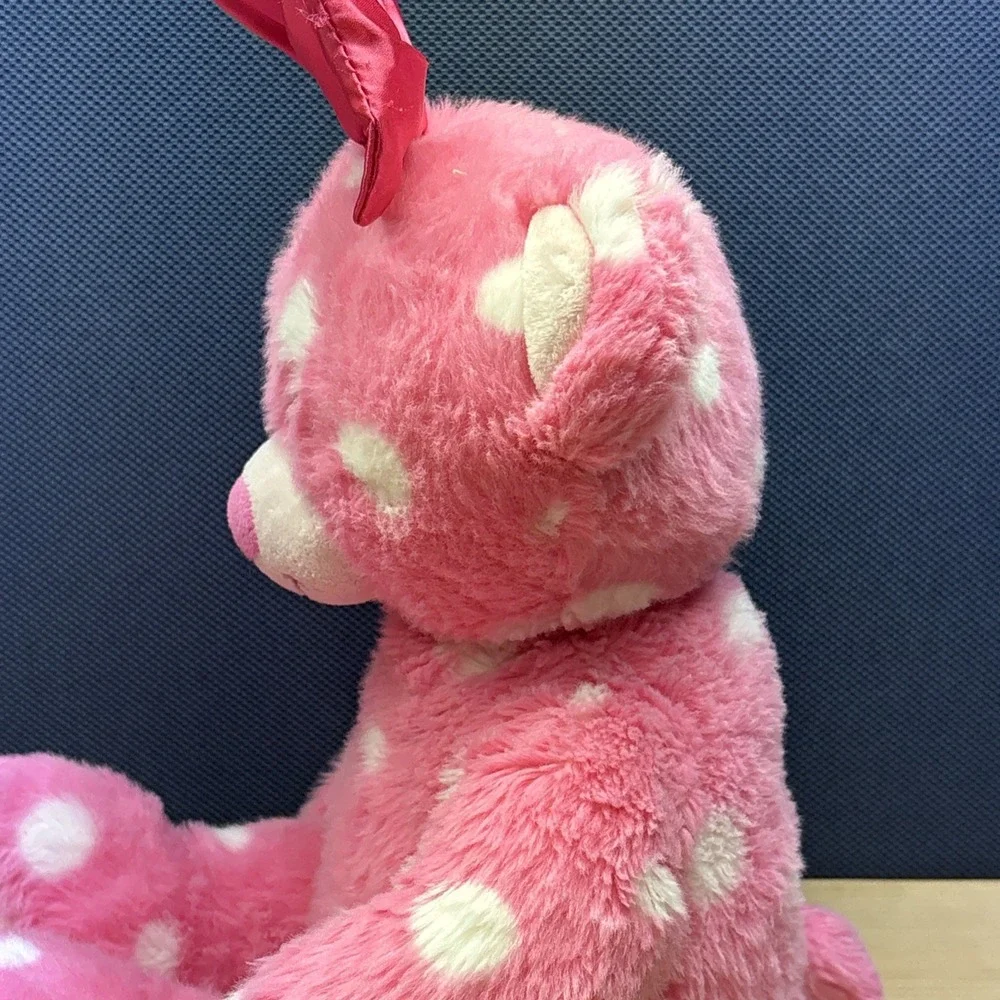 Build A Bear Pink Polka Dot Disney Minnie Mouse W/Bow Plush Stuffed Animal